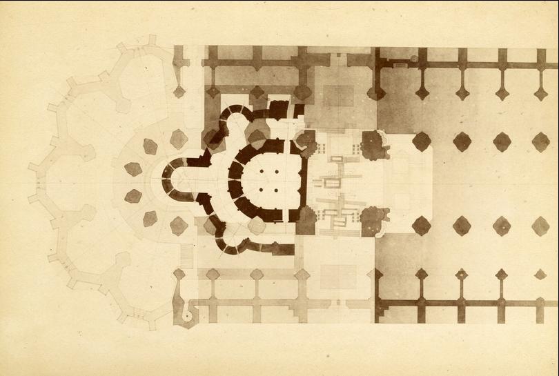 Plan des fouilles de la cathédrale de Nantes en 1884, Archives départementales de Loire-Atlantique, 47_FI_31__0001