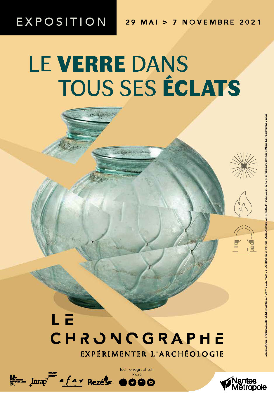 Affiche de l'exposition Le Verre dans tous ses éclats, au Chronographe du 29 mai au 7 Novembre 2021